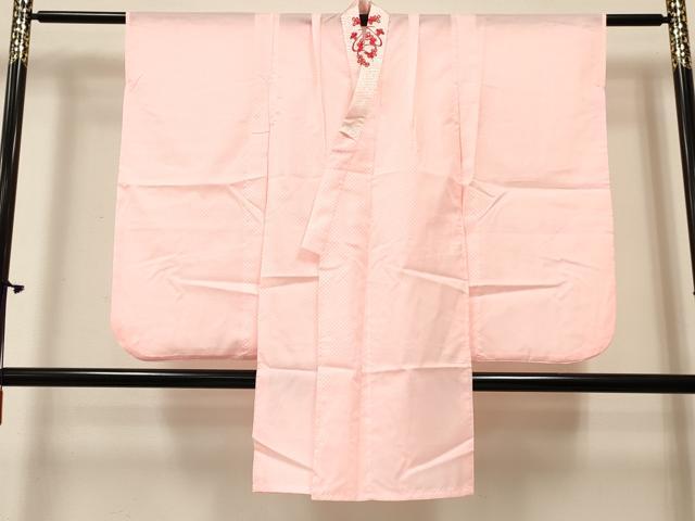 平和屋着物[]七五三　女の子　７歳　祝着　四つ身　襦袢(単衣・半衿刺繍)セット　花蝶文　暈し染め　黒地　金彩　DABC5150ma