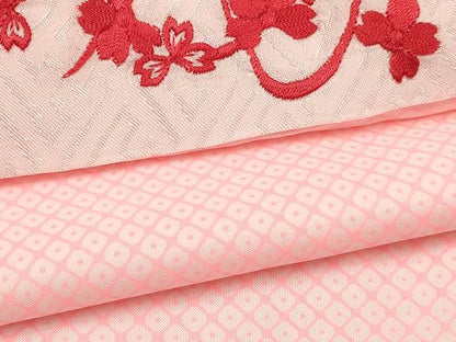 平和屋着物[]七五三　女の子　７歳　祝着　四つ身　襦袢(単衣・半衿刺繍)セット　花蝶文　暈し染め　黒地　金彩　DABC5150ma