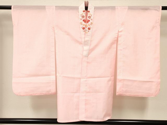 平和屋着物[]七五三　女の子　３歳　祝着　三つ身　長襦袢(単衣・半衿刺繍)セット　鼓飛鶴花文　暈し染め　金彩　DABC5151ma