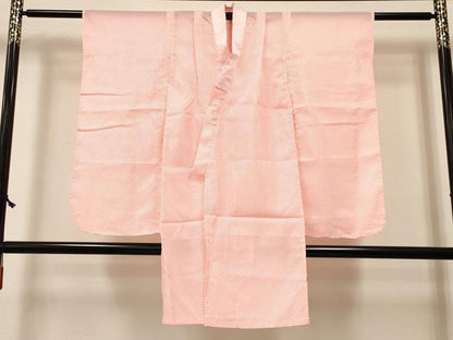 平和屋着物[]七五三　女の子　７歳　祝着　四つ身　襦袢(単衣)セット　色紙重ね花蝶文　暈し染め　金銀彩　逸品　DABC5152ma