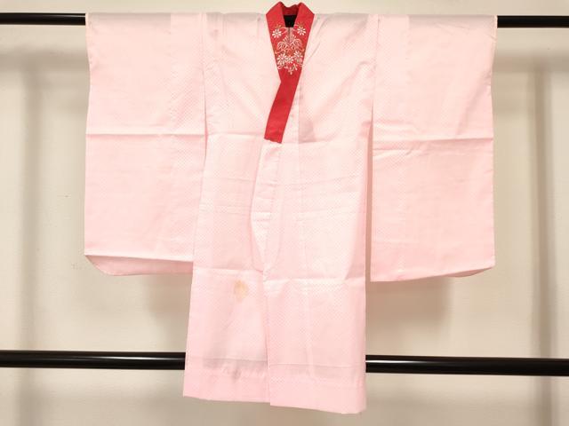 平和屋着物[]七五三　女の子　３歳　祝着　三つ身　長襦袢(単衣・半衿刺繍)セット　糸車花蝶文　金銀彩　洗える着物　DABC5153ma