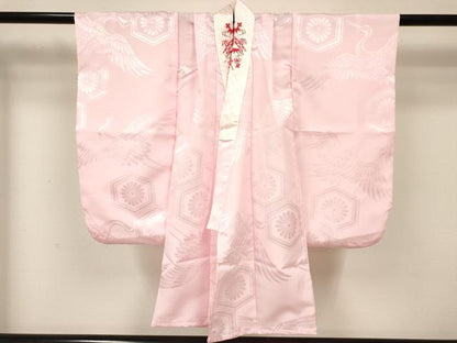 平和屋着物[]七五三　女の子　３歳　祝着　三つ身　長襦袢(無双仕立て・半衿刺繍)・被布セット　洋花文　逸品　DABC5158ma