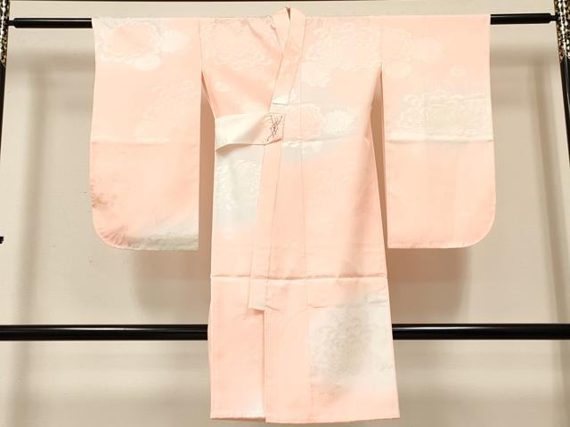 平和屋着物[]七五三 女の子 ３歳 祝着 三つ身 長襦袢(袷)セット 御所車飛鶴花文 暈し染め 金彩 逸品 DABC5162ma