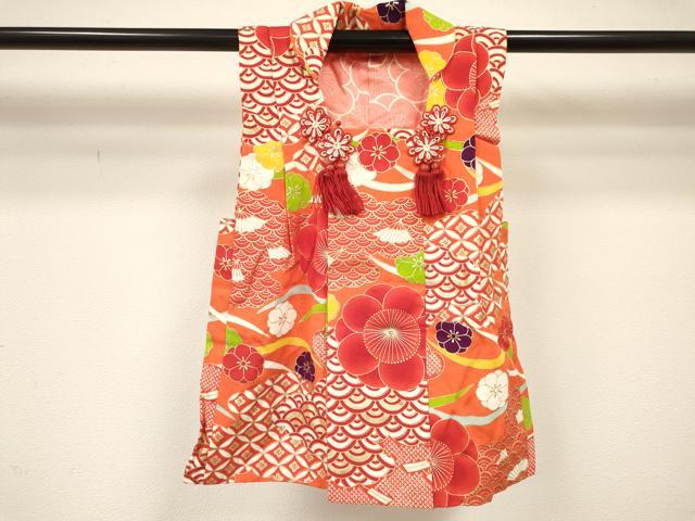 平和屋着物[]七五三 女の子 ３歳 祝着 三つ身 被布セット 芝梅文 金彩 逸品 DABC5164ma