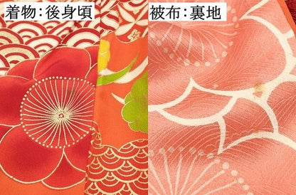 平和屋着物[]七五三 女の子 ３歳 祝着 三つ身 被布セット 芝梅文 金彩 逸品 DABC5164ma