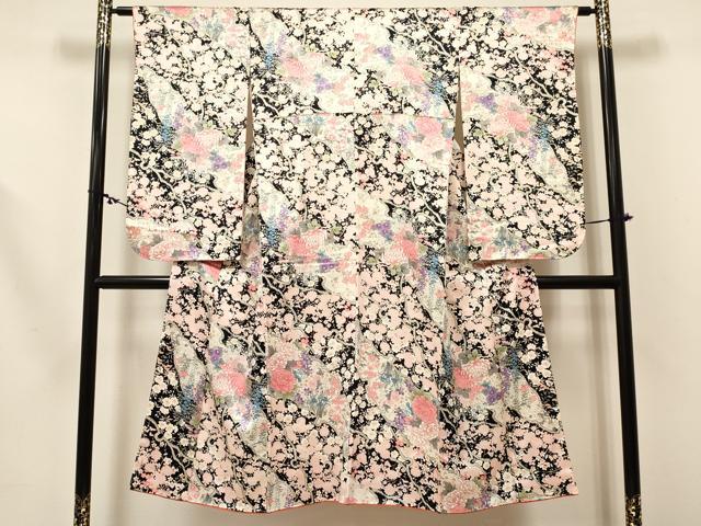 平和屋着物[]七五三 女の子 ７歳 祝着 四つ身 乱菊 草花文 金彩 逸品 DABC5165ma