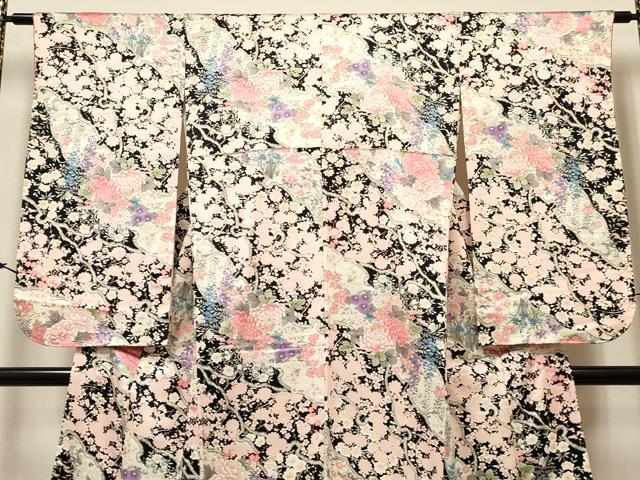 平和屋着物[]七五三 女の子 ７歳 祝着 四つ身 乱菊 草花文 金彩 逸品 DABC5165ma