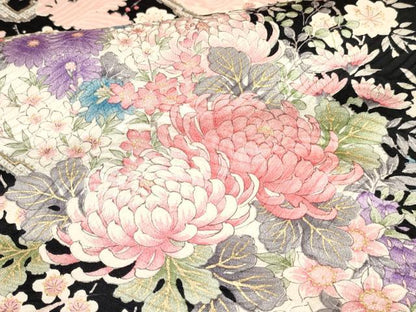 平和屋着物[]七五三　女の子　７歳　祝着　四つ身　乱菊　草花文　金彩　逸品　DABC5165ma