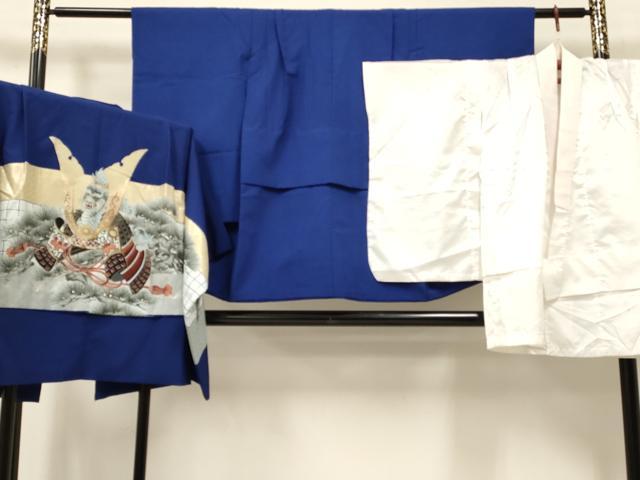 平和屋着物[]七五三　男の子　祝着・羽織・長襦袢(単衣)セット　龍　兜　松文　金彩　DABC5169ma