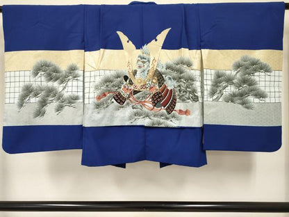 平和屋着物[]七五三　男の子　祝着・羽織・長襦袢(単衣)セット　龍　兜　松文　金彩　DABC5169ma