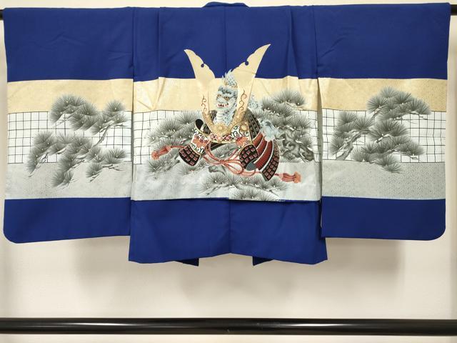 平和屋着物[]七五三　男の子　祝着・羽織・長襦袢(単衣)セット　龍　兜　松文　金彩　DABC5169ma