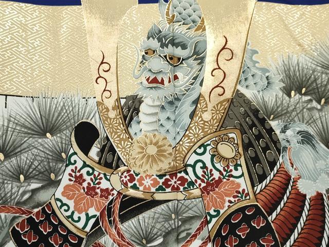 平和屋着物[]七五三　男の子　祝着・羽織・長襦袢(単衣)セット　龍　兜　松文　金彩　DABC5169ma