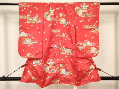 平和屋着物[]七五三 女の子 ３歳 祝着 三つ身 長襦袢(単衣・半衿刺繍)・被布セット 雪輪花文 DABC5173ma