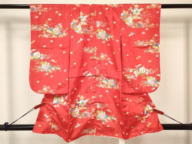 平和屋着物[]七五三 女の子 ３歳 祝着 三つ身 長襦袢(単衣・半衿刺繍)・被布セット 雪輪花文 DABC5173ma