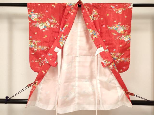平和屋着物[]七五三 女の子 ３歳 祝着 三つ身 長襦袢(単衣・半衿刺繍)・被布セット 雪輪花文 DABC5173ma