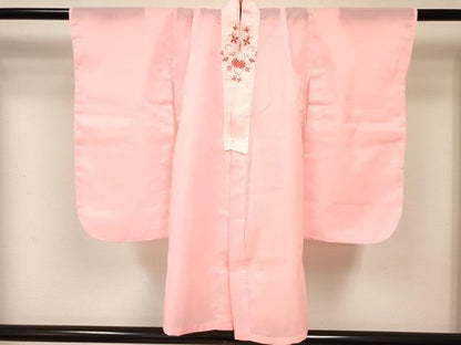 平和屋着物[]七五三　女の子　３歳　祝着　三つ身　長襦袢(単衣・半衿刺繍)・被布セット　雪輪花文　DABC5173ma