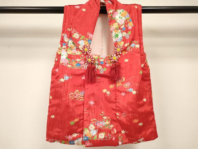 平和屋着物[]七五三　女の子　３歳　祝着　三つ身　長襦袢(単衣・半衿刺繍)・被布セット　雪輪花文　DABC5173ma