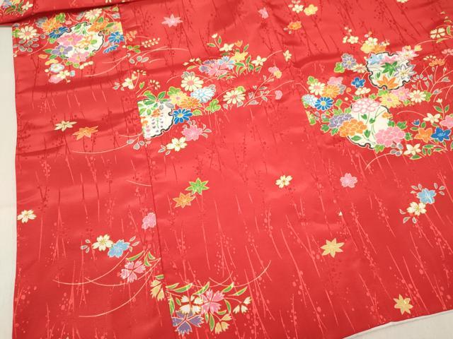 平和屋着物[]七五三　女の子　３歳　祝着　三つ身　長襦袢(単衣・半衿刺繍)・被布セット　雪輪花文　DABC5173ma