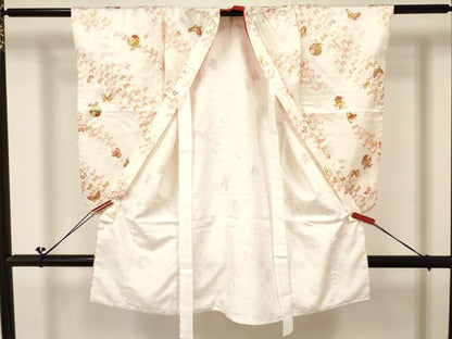平和屋着物[]七五三　女の子　３歳　祝着　三つ身　長襦袢(単衣・半衿刺繍)・被布セット　鞠花蝶文　金彩　逸品　DABC5174ma