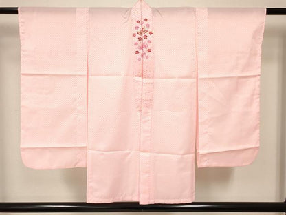平和屋着物[]七五三　女の子　３歳　祝着　三つ身　長襦袢(単衣・半衿刺繍)・被布セット　鞠花蝶文　金彩　逸品　DABC5174ma