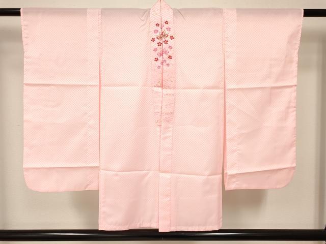 平和屋着物[]七五三　女の子　３歳　祝着　三つ身　長襦袢(単衣・半衿刺繍)・被布セット　鞠花蝶文　金彩　逸品　DABC5174ma