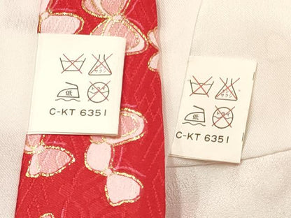 平和屋着物[]七五三　女の子　３歳　祝着　三つ身　長襦袢(単衣・半衿刺繍)・被布セット　鞠花蝶文　金彩　逸品　DABC5174ma