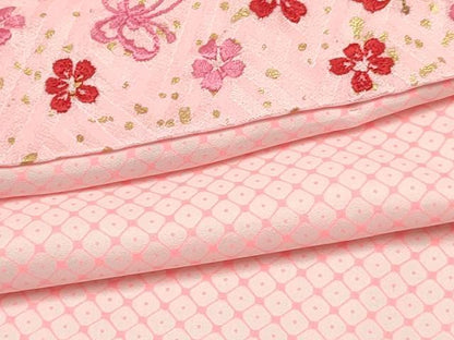 平和屋着物[]七五三　女の子　３歳　祝着　三つ身　長襦袢(単衣・半衿刺繍)・被布セット　鞠花蝶文　金彩　逸品　DABC5174ma