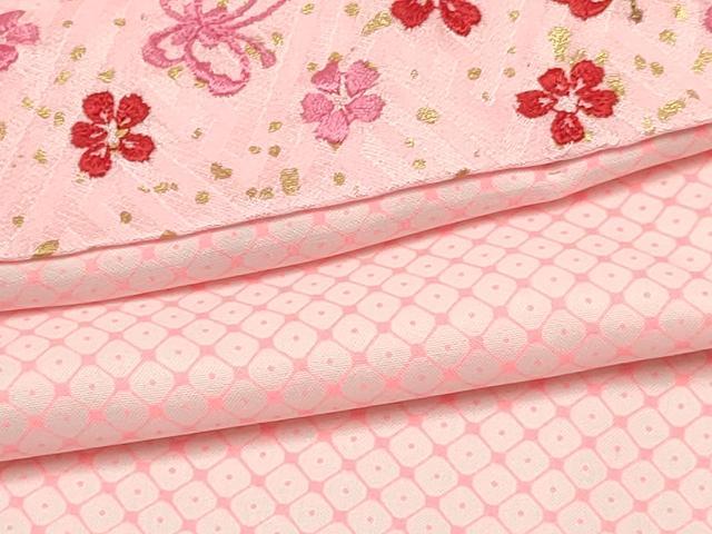 平和屋着物[]七五三　女の子　３歳　祝着　三つ身　長襦袢(単衣・半衿刺繍)・被布セット　鞠花蝶文　金彩　逸品　DABC5174ma
