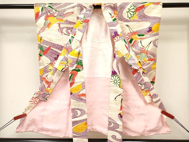 平和屋着物[]七五三　女の子　３歳　祝着　三つ身　被布セット　流水飛鶴花文　金彩　逸品　DABC5176ma