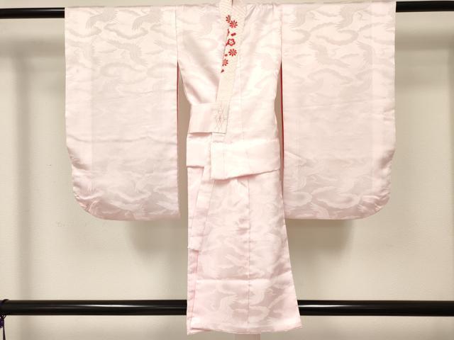 平和屋着物[]七五三　女の子　３歳　祝着　三つ身　長襦袢(袷・半衿刺繍)セット　絞り　檜扇鞠花文　逸品　DABC5179ma