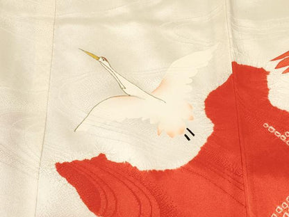 平和屋着物[]七五三　女の子　３歳　祝着　三つ身　長襦袢(袷)セット　駒刺繍　絞り　飛鶴　金彩　逸品　DABC5180ma