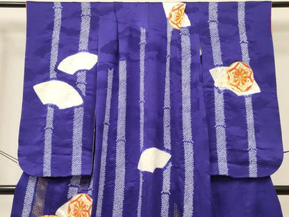 平和屋着物[]七五三　女の子　７歳　祝着　四つ身　長襦袢セット　駒刺繍　源氏車鳳凰花文　金彩　西武百貨店扱い　逸品　DABC5181ma