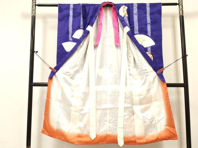 平和屋着物[]七五三　女の子　７歳　祝着　四つ身　長襦袢セット　駒刺繍　源氏車鳳凰花文　金彩　西武百貨店扱い　逸品　DABC5181ma