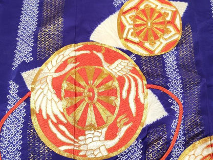 平和屋着物[]七五三　女の子　７歳　祝着　四つ身　長襦袢セット　駒刺繍　源氏車鳳凰花文　金彩　西武百貨店扱い　逸品　DABC5181ma