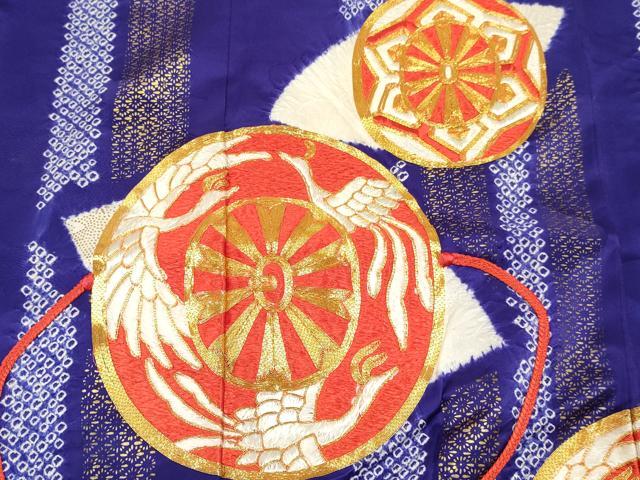 平和屋着物[]七五三　女の子　７歳　祝着　四つ身　長襦袢セット　駒刺繍　源氏車鳳凰花文　金彩　西武百貨店扱い　逸品　DABC5181ma