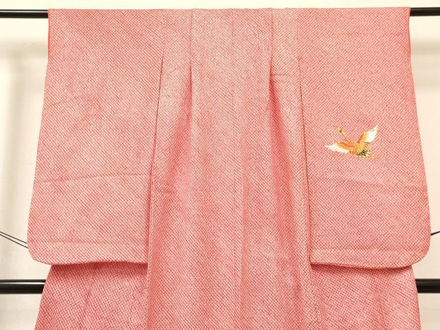 平和屋着物[]七五三 女の子 ７歳 祝着 四つ身 襦袢(無双仕立て・半衿刺繍)セット 駒刺繍 絞り 群れ鶴 逸品 DABC5182ma