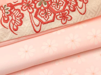 平和屋着物[]七五三　女の子　７歳　祝着　四つ身　襦袢(無双仕立て・半衿刺繍)セット　駒刺繍　絞り　群れ鶴　逸品　DABC5182ma