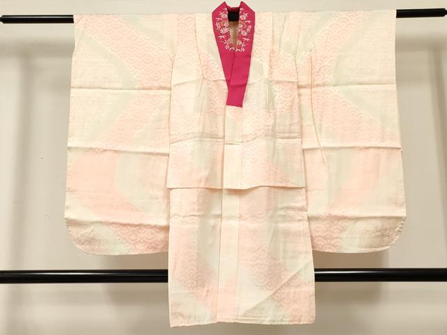 平和屋着物[]七五三　女の子　７歳　祝着　四つ身　長襦袢(無双仕立て・半衿刺繍)セット　刺繍　絞り　草花文　金銀糸　逸品　DABC5184ma