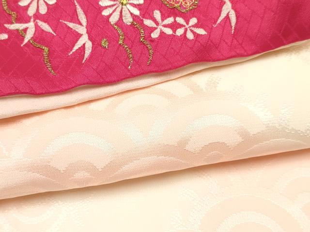 平和屋着物[]七五三　女の子　７歳　祝着　四つ身　長襦袢(無双仕立て・半衿刺繍)セット　刺繍　絞り　草花文　金銀糸　逸品　DABC5184ma