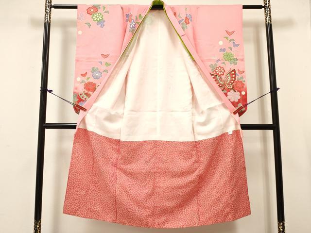 平和屋着物[]七五三 女の子 ７歳 祝着 四つ身 花蝶文 暈し染め 金彩 逸品 DABC5187ma