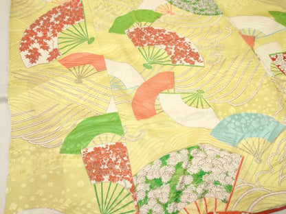 平和屋着物[]女の子　３歳　祝着　三つ身　立波扇面花文　金彩　逸品　DABC5189ma