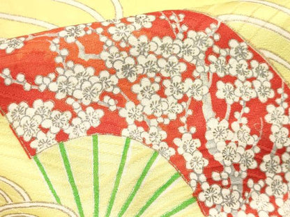 平和屋着物[]女の子 ３歳 祝着 三つ身 立波扇面花文 金彩 逸品 DABC5189ma