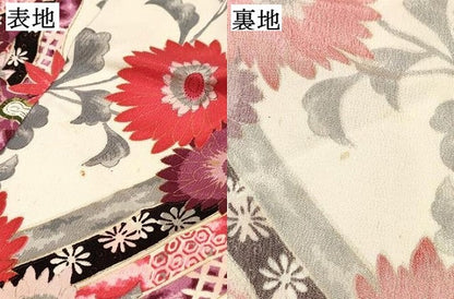 平和屋着物[]七五三 女の子 ７歳 祝着 四つ身 単衣 洋花文 逸品 DABC5194ma