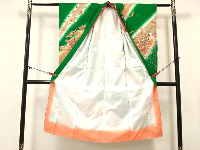 平和屋着物[]七五三 女の子 ７歳 祝着 四つ身 鞠鳳凰花文 暈し染め 金彩 逸品 DABC5196ma