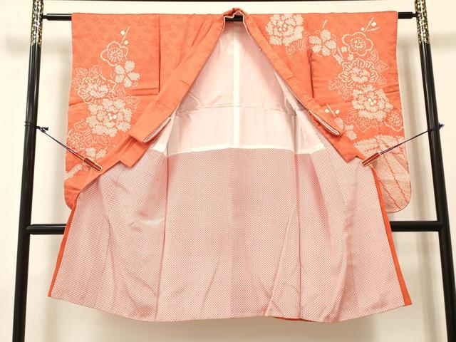 平和屋着物[]七五三　女の子　７歳　祝着　四つ身　駒刺繍　絞り　牡丹花文　逸品　DABC5197ma