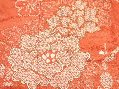 平和屋着物[]七五三　女の子　７歳　祝着　四つ身　駒刺繍　絞り　牡丹花文　逸品　DABC5197ma