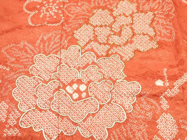 平和屋着物[]七五三　女の子　７歳　祝着　四つ身　駒刺繍　絞り　牡丹花文　逸品　DABC5197ma