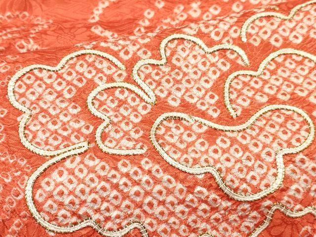 平和屋着物[]七五三　女の子　７歳　祝着　四つ身　駒刺繍　絞り　牡丹花文　逸品　DABC5197ma