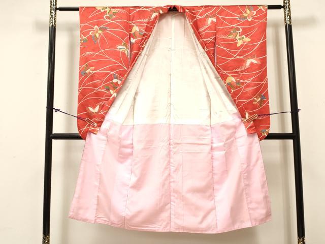 平和屋着物[]七五三 女の子 ７歳 祝着 四つ身 芝舞蝶文 金彩 逸品 DABC5200ma