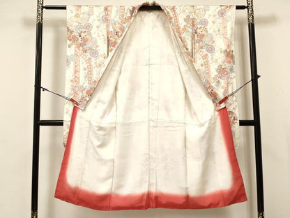 平和屋着物[]七五三　女の子　７歳　祝着　四つ身　雪輪重ね花蝶文　金彩　逸品　DABC5204ma